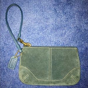 Authentic COACH Blue Suede Wristlet
